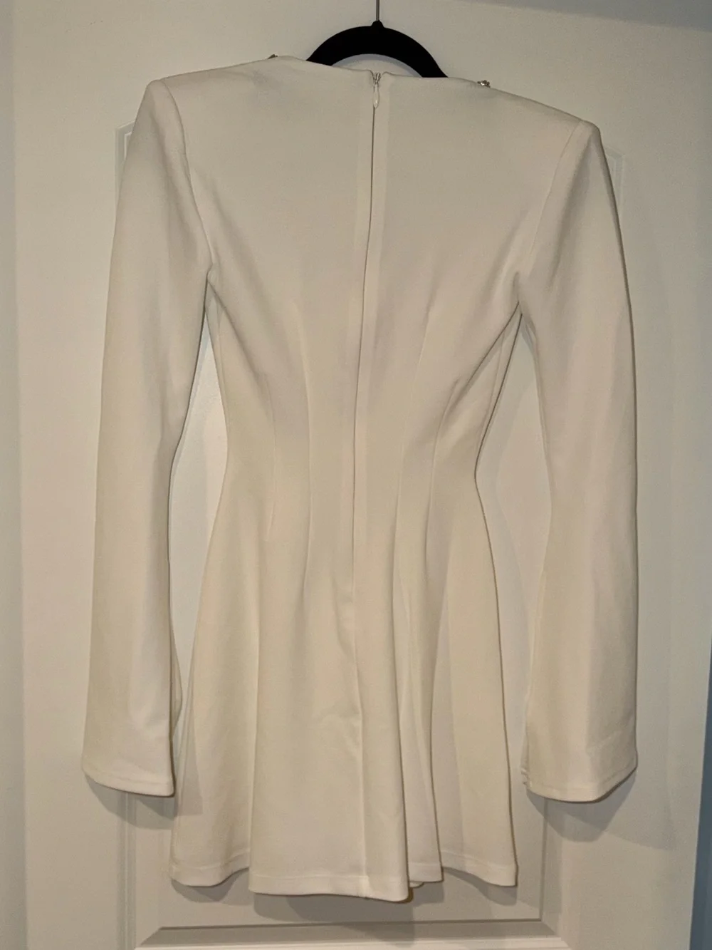 Nookie White Long-Sleeve Mini Dress with Embellished Square Neckline Size XS - Picture 9 of 9